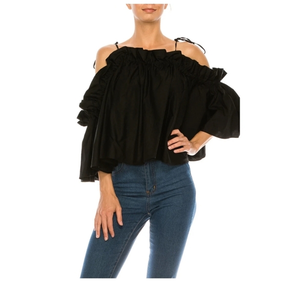 ASOS Black Off-Shoulder Ruffle Blouse - Picture 8 of 8